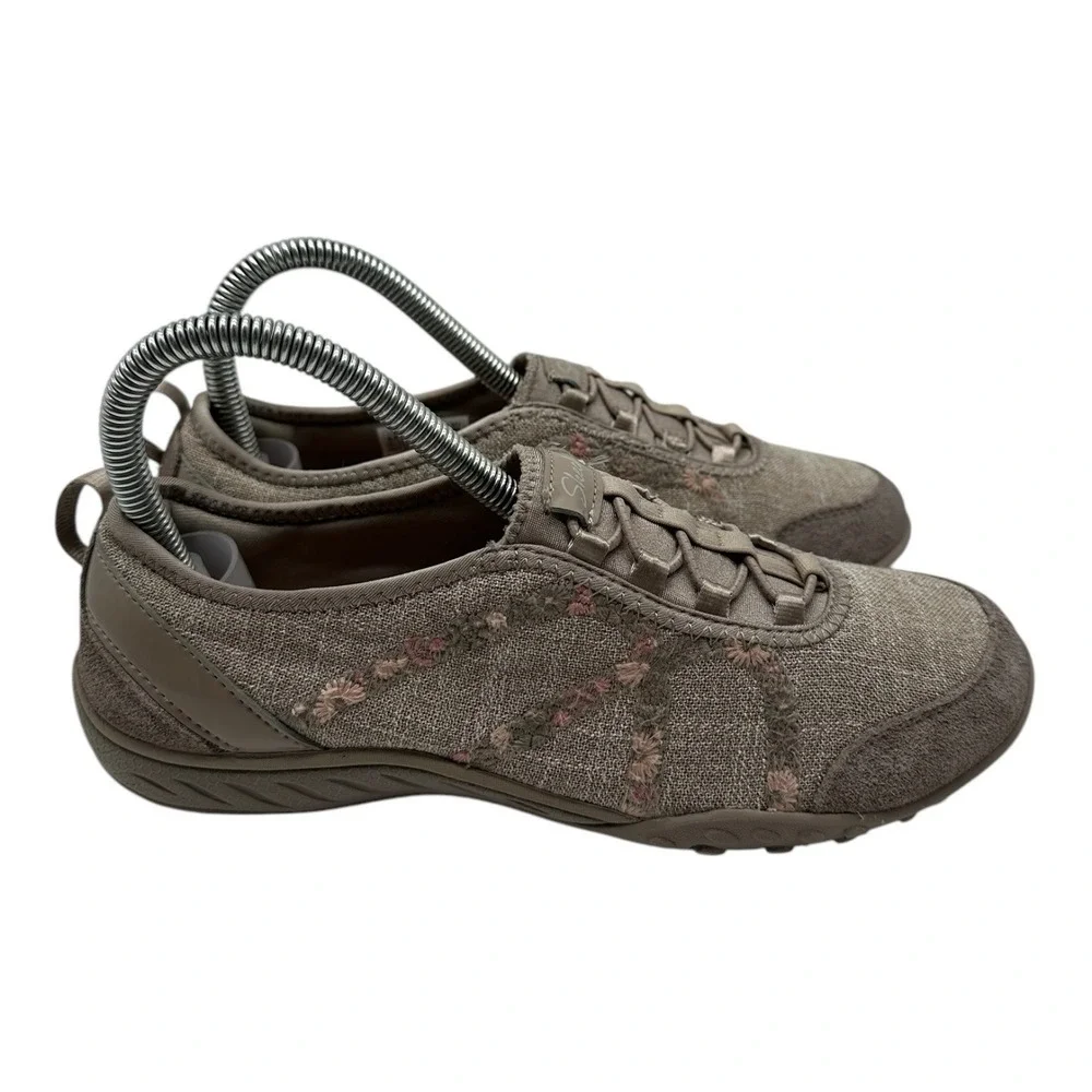 Skechers Relaxed Fit Memory Foam Slip On Shoes Womens 6.5 Taupe Slip On Sneakers